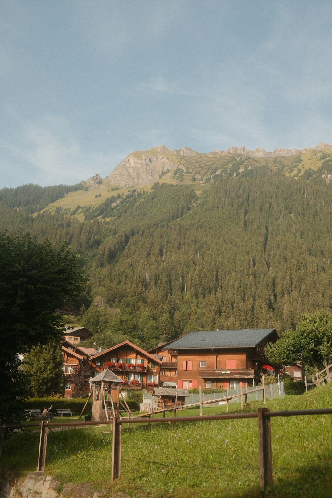 family hiking in alps
