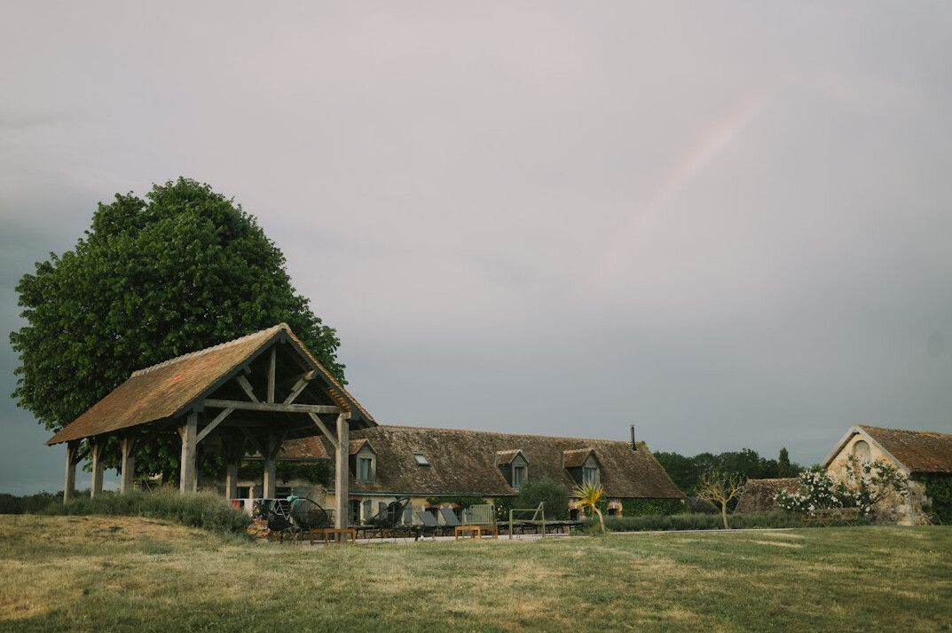 family picnic in european countryside
