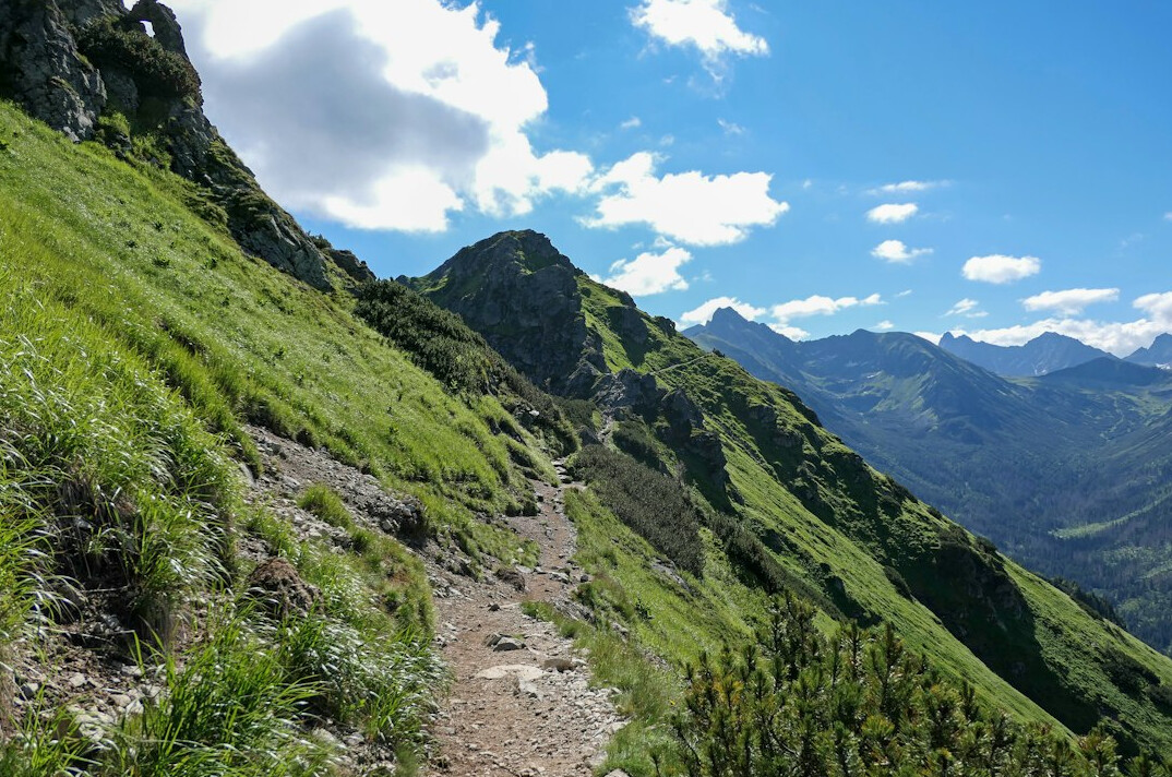 mountain hiking trail with view